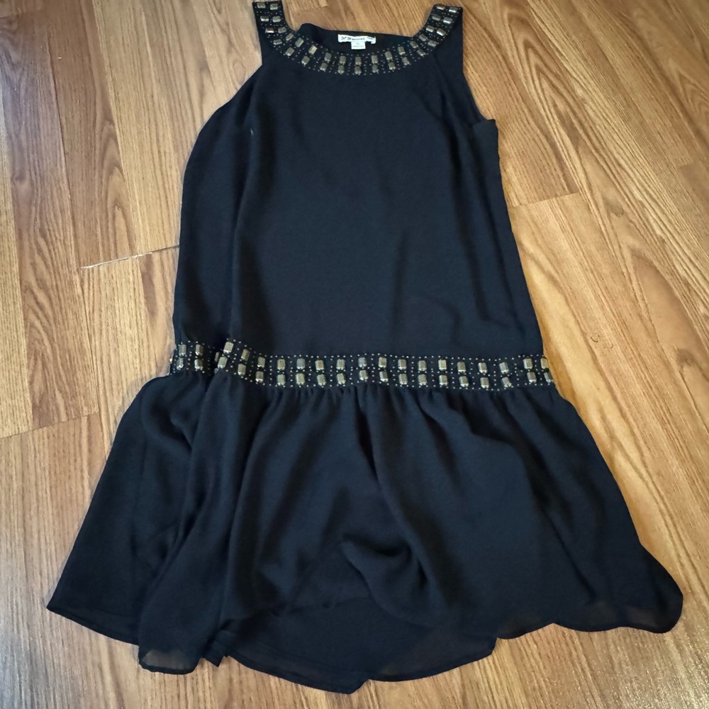 Vintage Black‎ Studded Embellished Sleeveless Tank Dress Y2k Size M